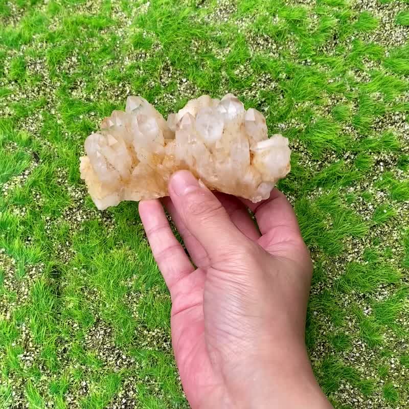天然原礦能量黃皮菠蘿白水晶簇 菠蘿晶簇消磁淨化 療癒 開運 擺件 - 其他 - 水晶 多色