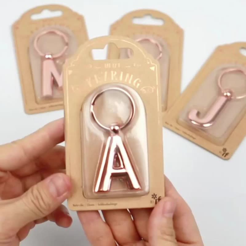 Metal letter keychain Rose Gold IF cultural and creative original gift trendy fashion car key pendant - ที่ห้อยกุญแจ - โลหะ สีทอง