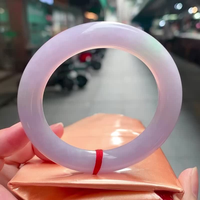 冰種 天然翡翠 緬甸 A玉 玉鐲 • 糯冰種乾燥玫瑰十翡翠圓鐲 - 手鍊/手環 - 玉石 粉紅色