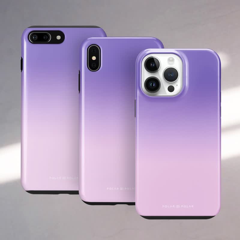 【客製化】紫藍粉彩 iPhone 15 Pro/14/13/S24 MagSafe 手機殼 - 手機殼/手機套 - 塑膠 紫色