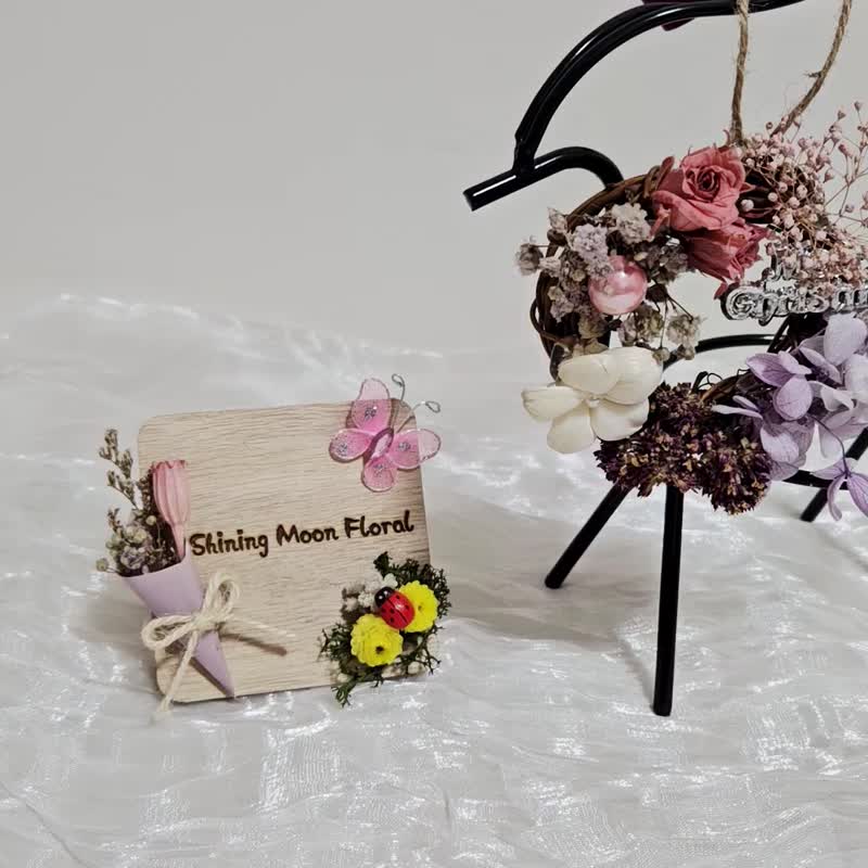 皎月有花  永生花迷你聖誕小花圈  粉霧小夜曲 - 乾燥花/永生花 - 植物．花 