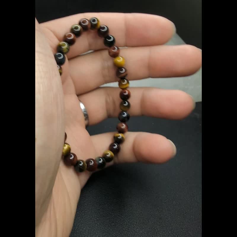 【訂製品】彩虎眼石 三色虎眼石 6-18mm 手串 天然水晶 - 手鍊/手環 - 水晶 