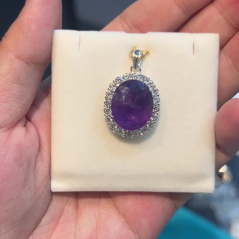 Amethyst pendant, sterling Silver - 項鍊 - 寶石 紫色