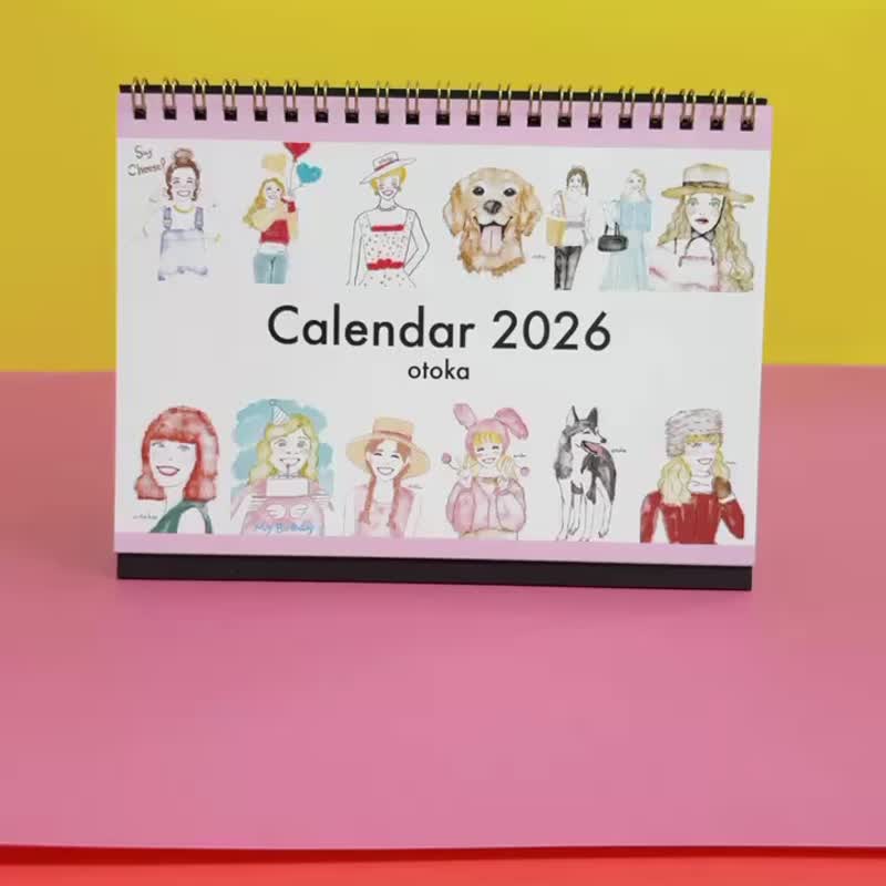 2026年カレンダー - 日曆/月曆/年曆 - 紙 粉紅色