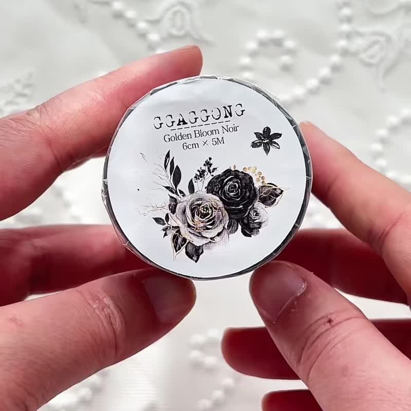 Golden Bloom Noir PET Tape - 紙膠帶/和紙/PET - 其他材質 