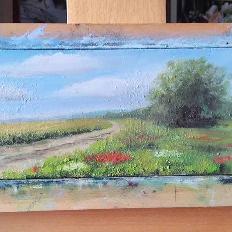 Tuscan Landscape Painting Original Oil Art Countryside View 12x16 inches Angelic - 插畫/繪畫/寫字 - 亞麻 