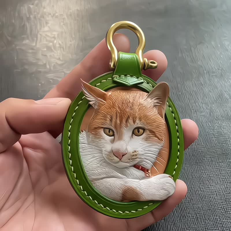 うちの子 オーダー 犬 猫 ペット うちの子 キーホルダー ハンドメイド 猫の日 オーダーメイド　犬　猫　キーホルダー ネコ タグ　犬 レザーポートレイト 皮 - 客製化寵物商品 - 真皮 