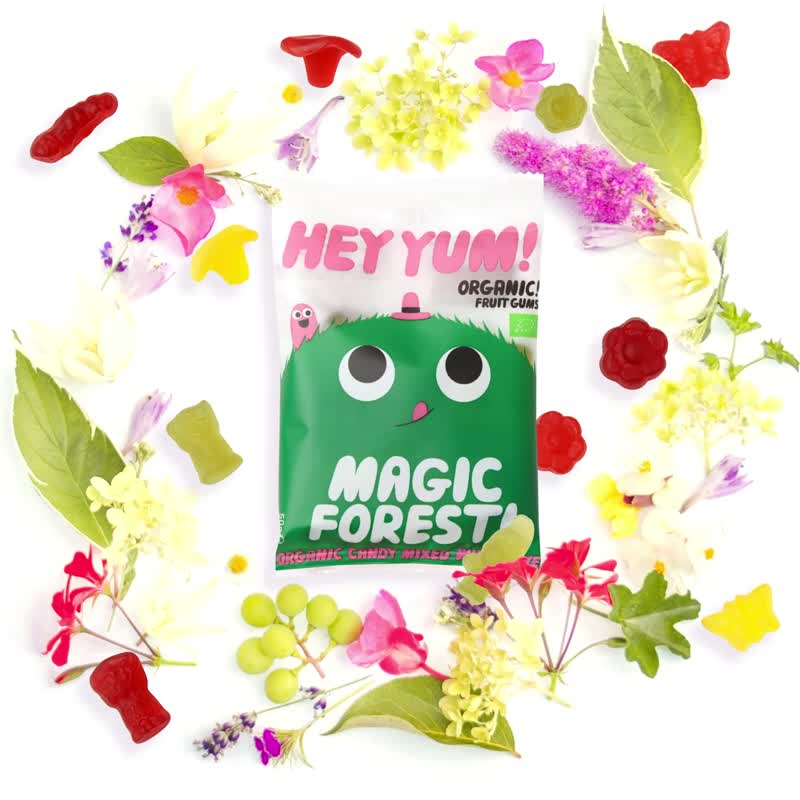 【HEY YUM!】 Danish Gluten-Free Fruit Honey Gummies Magic Forest 100g - Snacks - Other Materials 