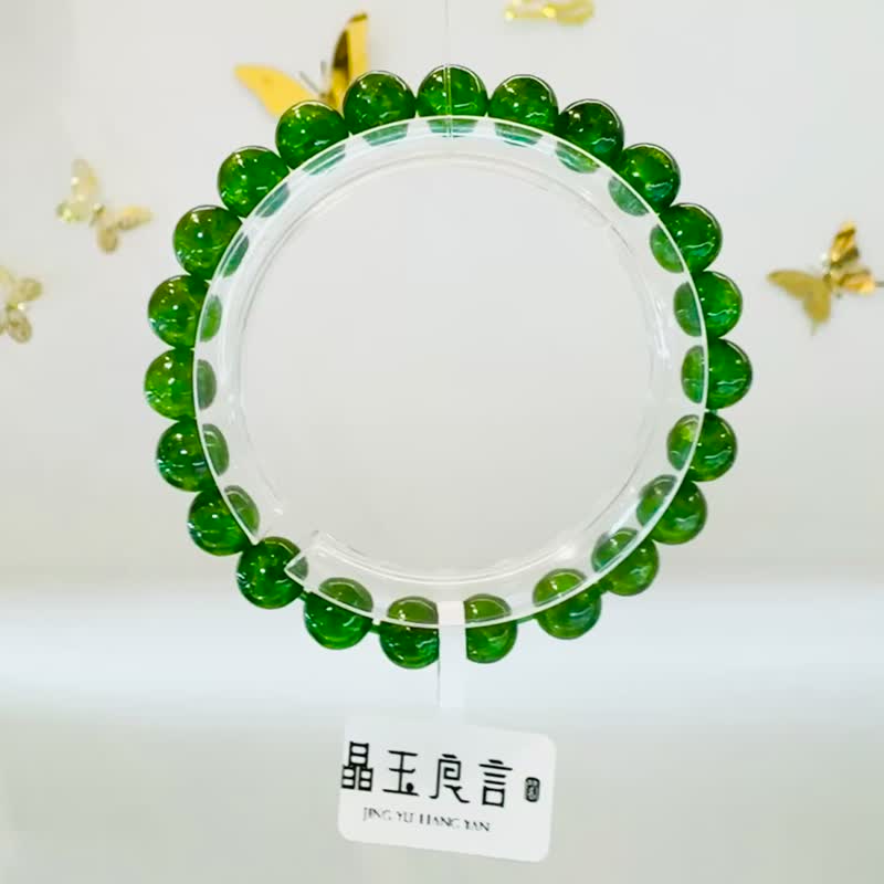 天然濃綠透輝石8mm16.4g水晶淨化修復能量磁場精神療癒清新憂鬱 - 手鍊/手環 - 水晶 綠色
