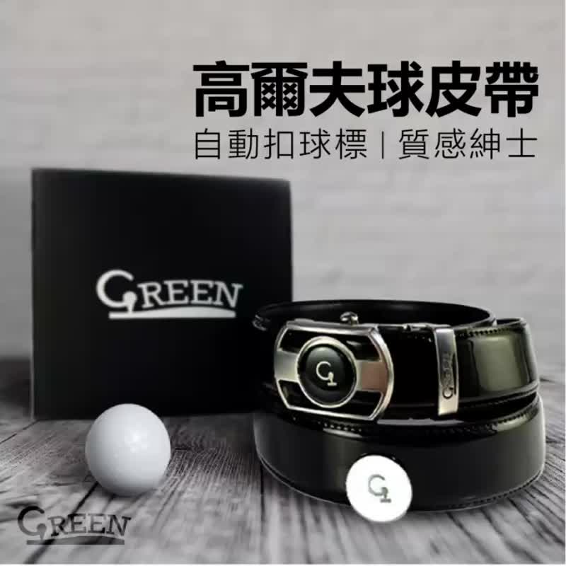 Green 高爾夫球皮帶 亮面休閒皮帶 聖誕禮物 自動扣皮帶 交換禮物 - 腰帶/皮帶 - 人造皮革 黑色