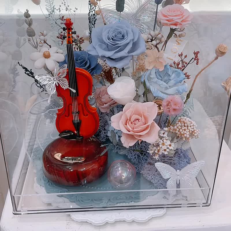 小提琴.音樂永生花.畢業.教師節.生日.紀念.音樂鈴 - 乾燥花/永生花 - 植物．花 藍色