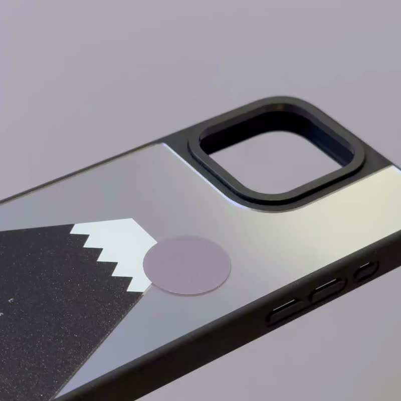 iPhone 17 | 黑色富士山鏡面MagSafe 手機殼 | Y2K 太空圖案 - 手機殼/手機套 - 塑膠 黑色