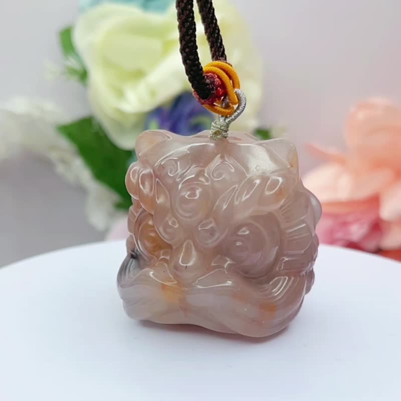 金絲玉醒獅紫羅蘭料 喜財臨門 祥獅獻瑞 手把件 盤玩 把玩 吊飾 - 吊飾/掛飾 - 玉石 多色