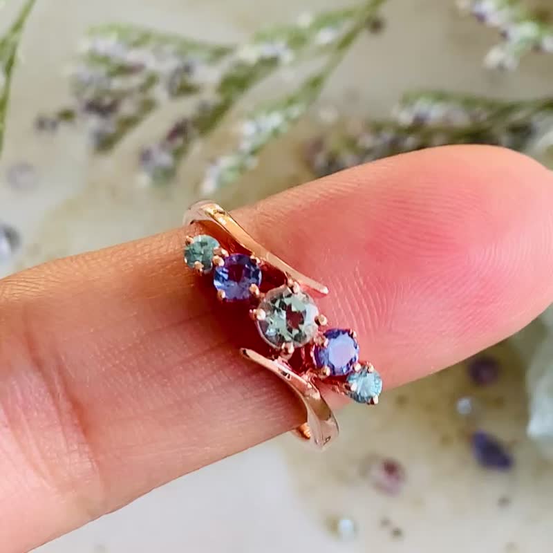 海藍寶石、坦桑石和藍色托帕石戒指 - 戒指 - 半寶石 多色