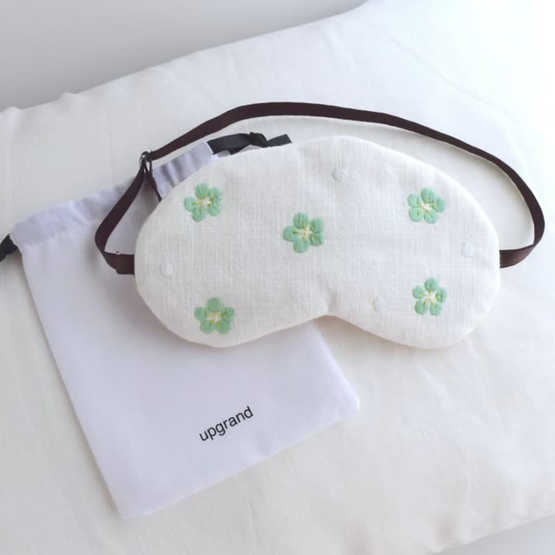 白雪緑梅 | アイマスク | 収納ポーチ付 | 無料ギフトラッピング有り - アイマスク - コットン・麻 グリーン