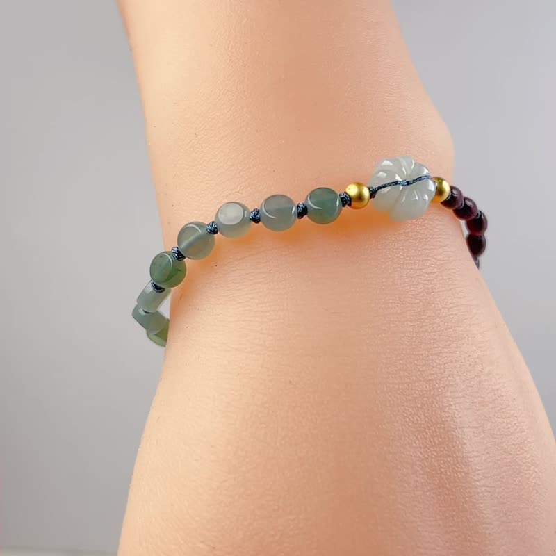 [Like jade and flowers] Ice jade flower woven bracelet | Natural grade A jadeite | Gift - Bracelets - Jade Multicolor