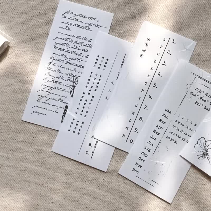 Simple Number Grunge Mini Square Patter Lettering Label Pack 40 x 90 mm - 卡片/明信片 - 紙 白色