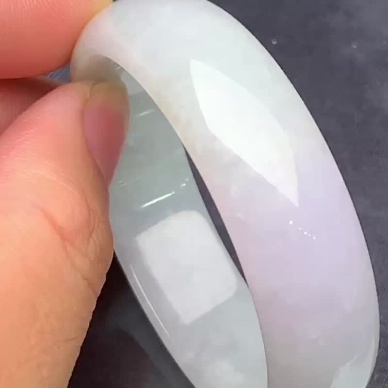 天然翡翠 緬甸 A玉 玉鐲 • 糯冰種翡翠福鐲 - 手鍊/手環 - 玉石 紫色