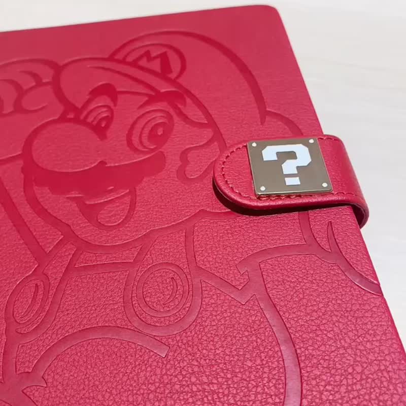 [Nintendo Super Mario] Super Mario Classic Red Leather Embossed A5 Notebook - Notebooks & Journals - Other Materials 