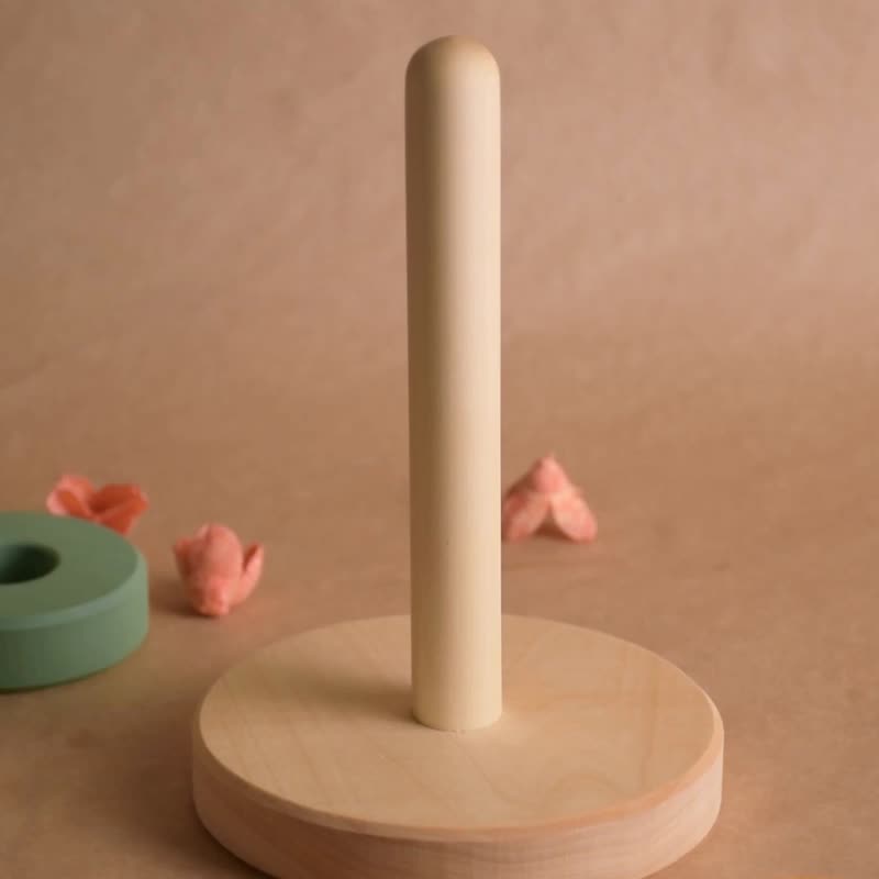Personalized Pastel Wooden Stacking Rings Best Montessori Educational Toy - 寶寶/兒童玩具/玩偶 - 木頭 粉紅色
