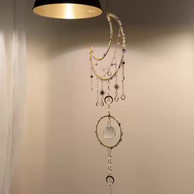 Suncatcher-紫韻月型捕光吊飾-80cm - 擺飾/家飾品 - 水晶 紫色