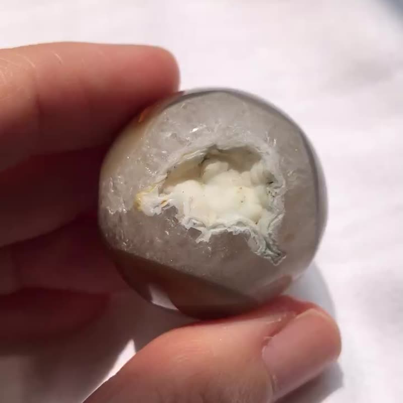 軟糖 球形花 天然瑪瑙球 瑪瑙爆晶 開口笑 水晶球 擺設 水晶原礦 - 擺飾/家飾品 - 水晶 咖啡色