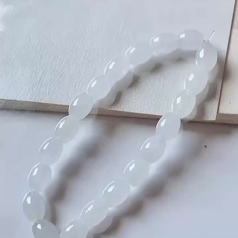 冰種翡翠 天然翡翠 A玉 玉珠 玉鏈 手鏈 • 冰種路路通翡翠手串 - 手鍊/手環 - 玉石 
