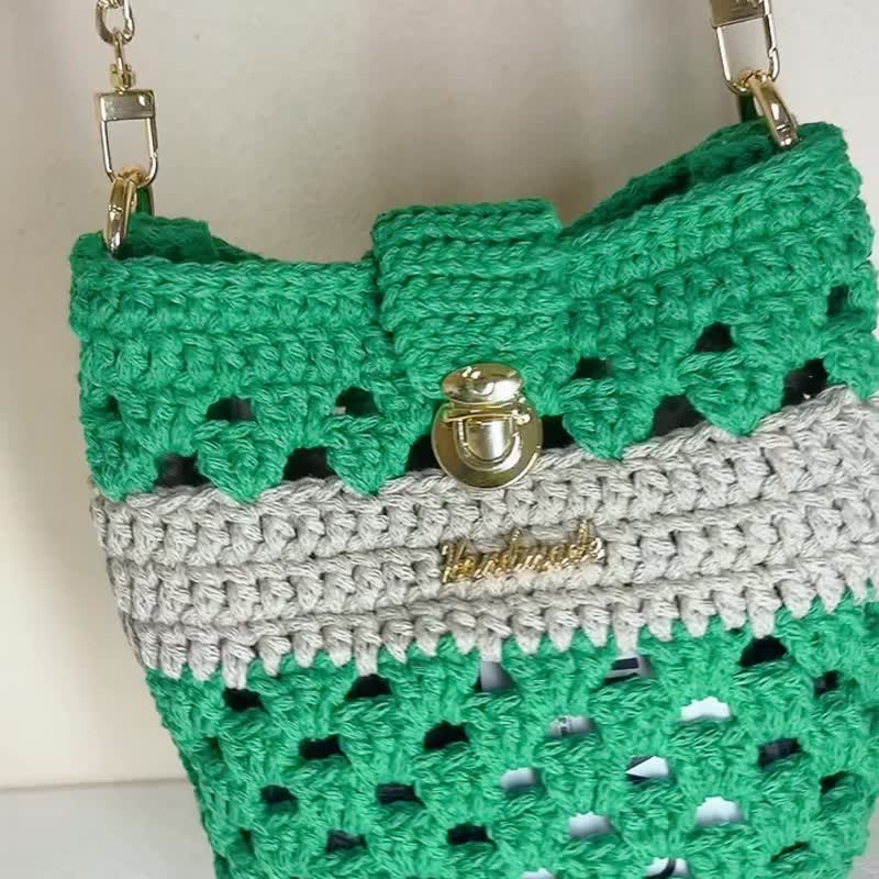 Chain bag/small sachet/hand-woven/shoulder bag/ Linen/small square bag - กระเป๋าแมสเซนเจอร์ - ผ้าฝ้าย/ผ้าลินิน 