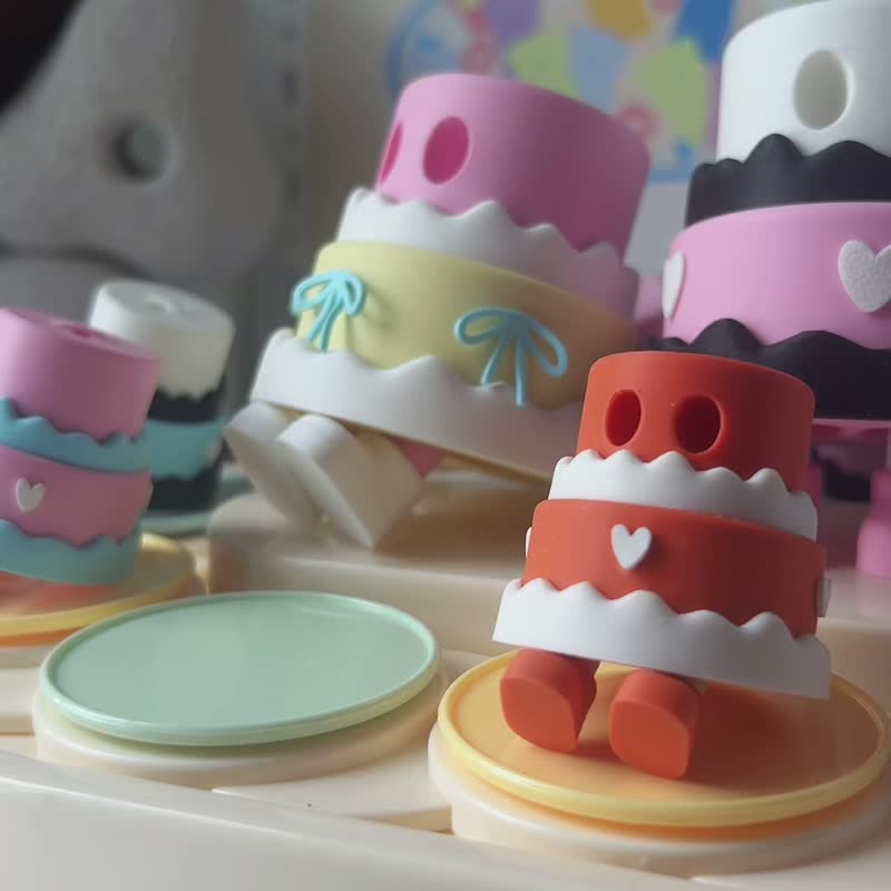Zou Cake Keychains - Heart/Pink-Blue#3 - 鑰匙圈/鑰匙包 - 塑膠 粉紅色