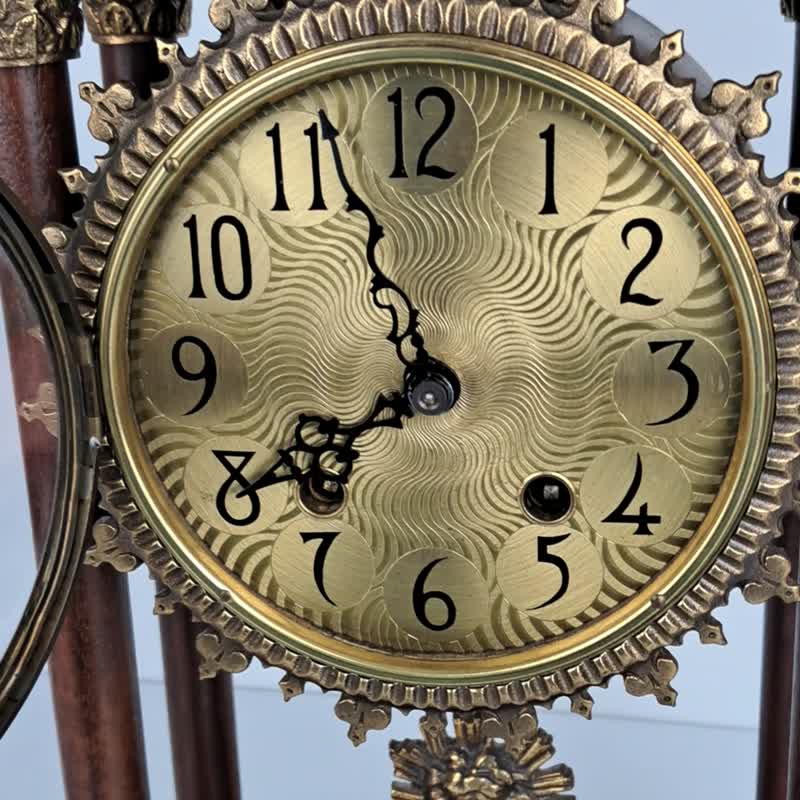 Antique Vintage Dutch Mantel Pillar Clock Warmink Wuba Shelf Bracket 8 day - 時鐘/鬧鐘 - 木頭 咖啡色