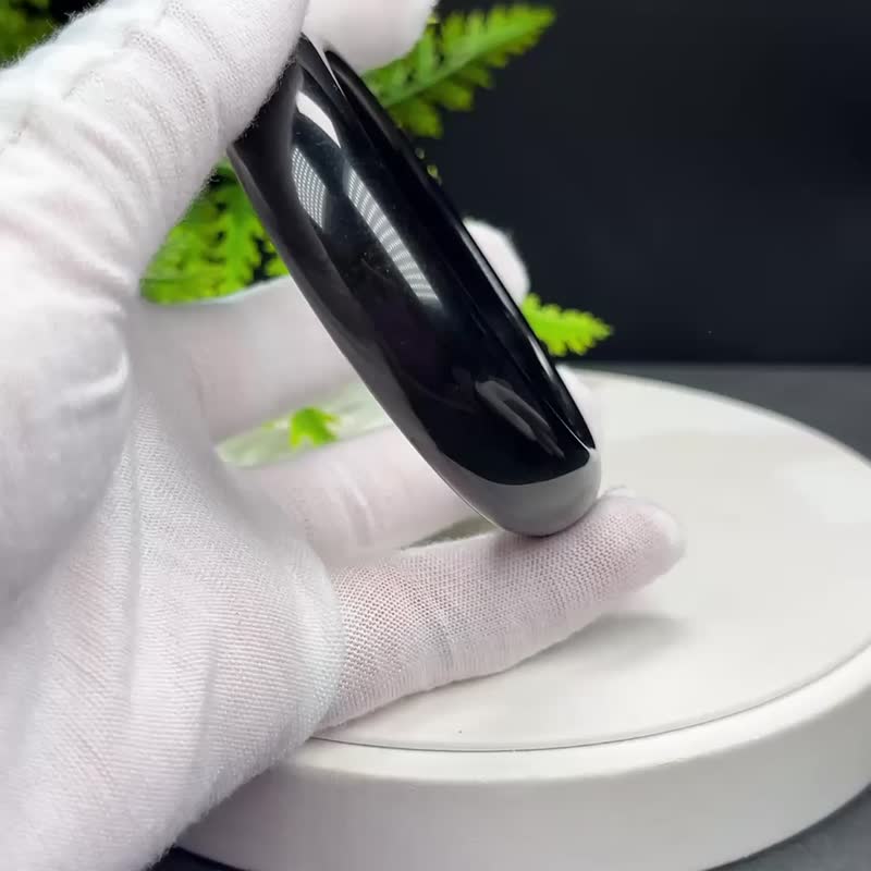 高品質 金曜石手鐲 61MM 玉化灑金金沙黑曜石手環 耀眼靈動能量 - 手鍊/手環 - 半寶石 