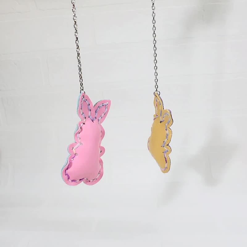 Cute Peng Peng Rabbit Pendant Material Pack Children’s Handmade DIY - Knitting, Embroidery, Felted Wool & Sewing - Faux Leather Multicolor