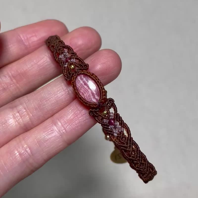 蠟線編織/紅紋石手環 - 手鍊/手環 - 水晶 咖啡色