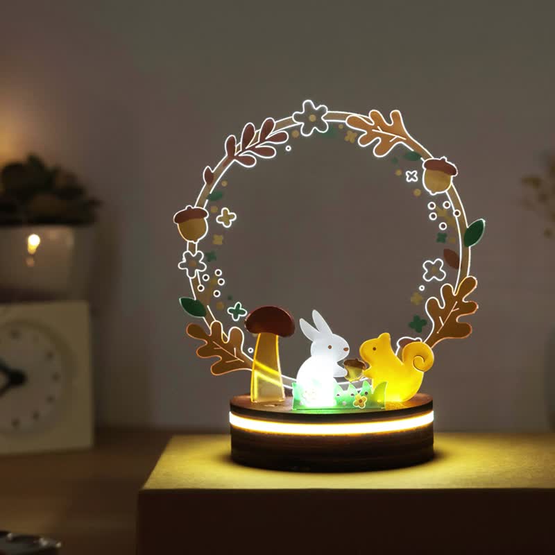 【聖誕禮物】陪伴小夜燈 - 秋日花園 / USB供電 / 互動留言板 - 燈具/燈飾 - 其他材質 橘色
