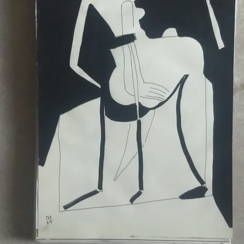 Unique style black white drawing of nude woman on the chair - โปสเตอร์ - กระดาษ ขาว