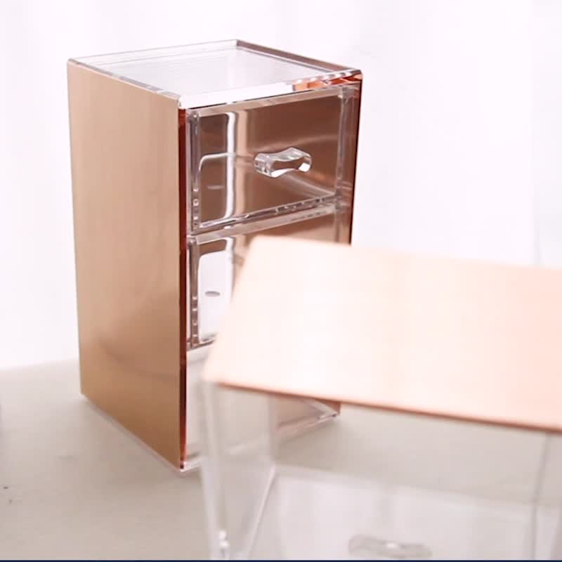 Metal Decorative Acrylic Organizer Series (Rose Gold) - กล่องเก็บของ - อะคริลิค สีทอง