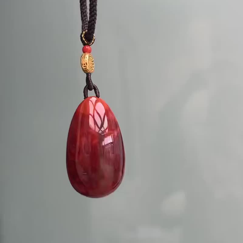 精品四川南紅吊墜水滴玫瑰紅 瓦西料 點綴銀配飾 鑲嵌配飾等 - 吊飾/掛飾 - 水晶 