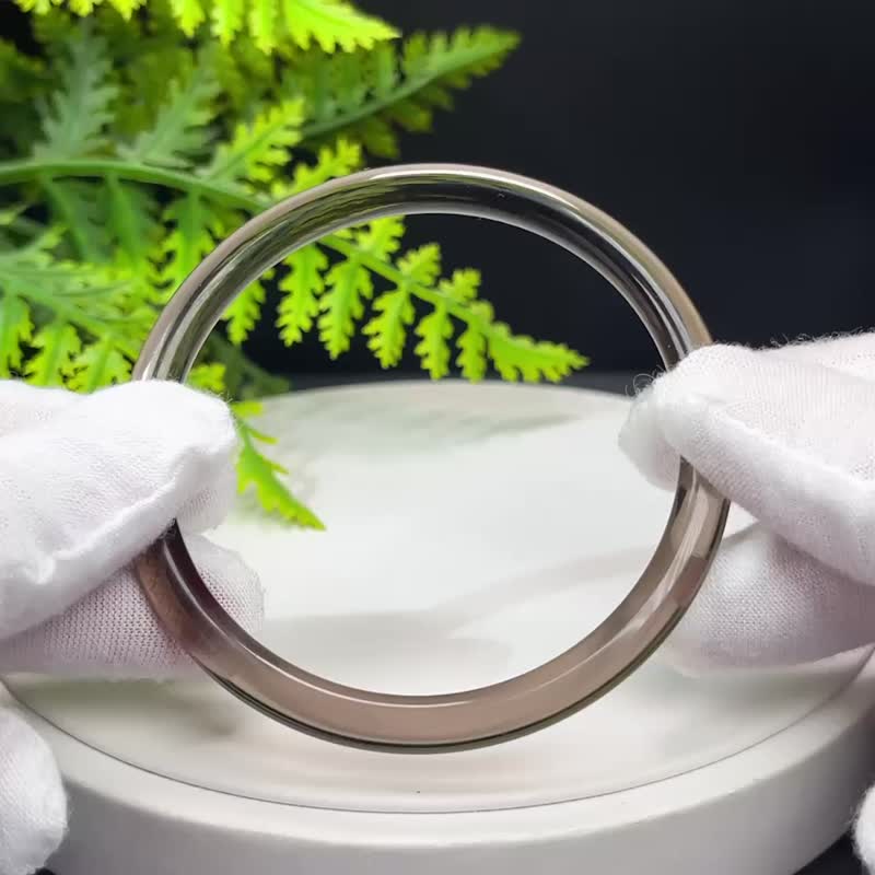 高品質 玻璃體茶晶手鐲 62MM 冰透仙女條煙晶手環 辟邪平安護身 - 手鍊/手環 - 水晶 