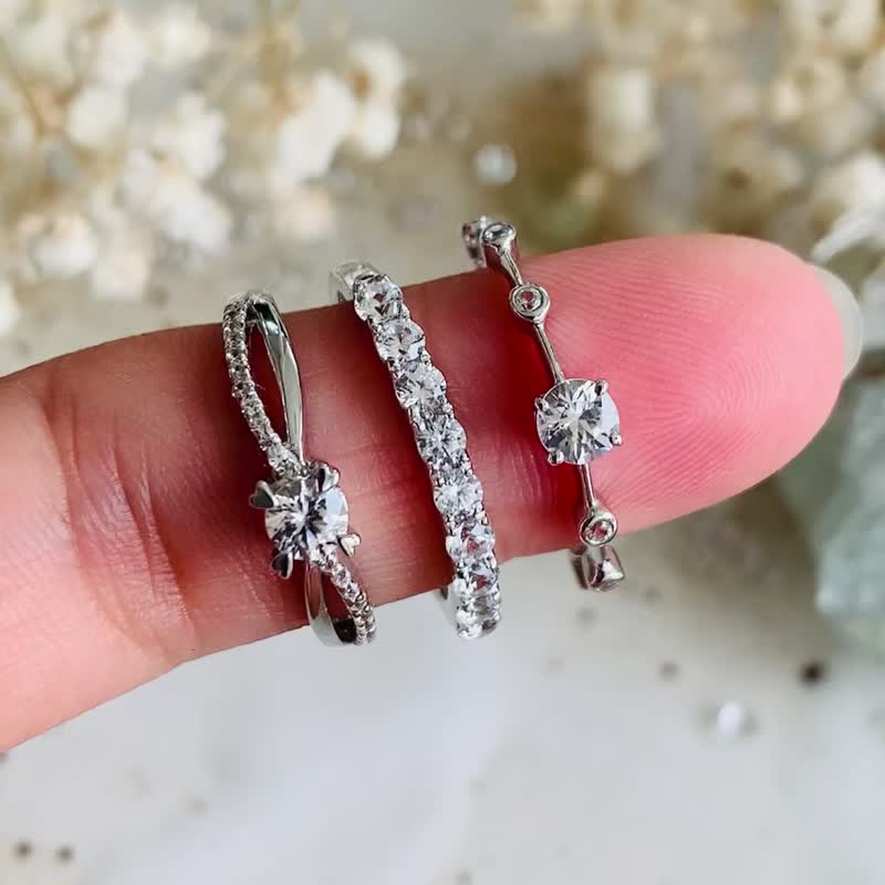 白色鋯石戒指 2.5 毫米。 - 戒指 - 半寶石 白色