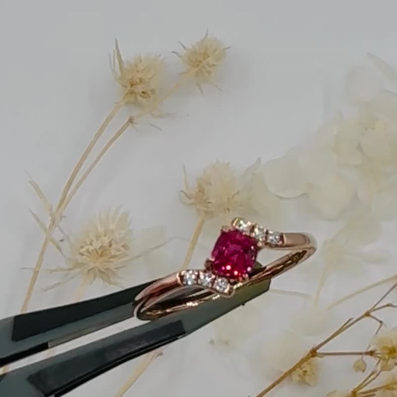 紅粉佳人18K玫瑰金尖晶石鉆戒 - 戒指 - 貴金屬 紅色