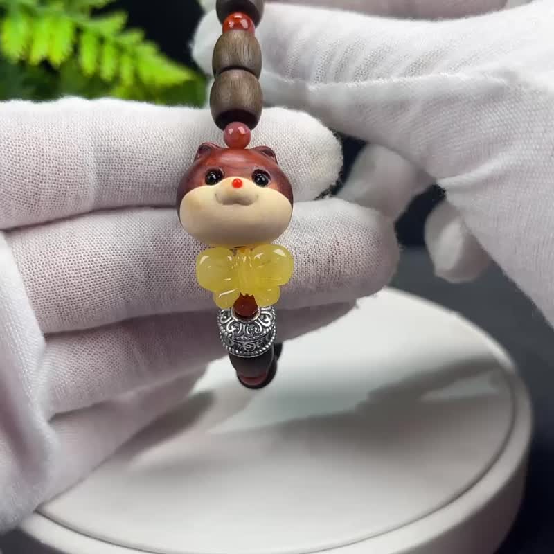精美趣味木質老型珠手串柴犬配卡皮巴拉方牌女心情平靜忘卻煩惱 - 手鍊/手環 - 木頭 