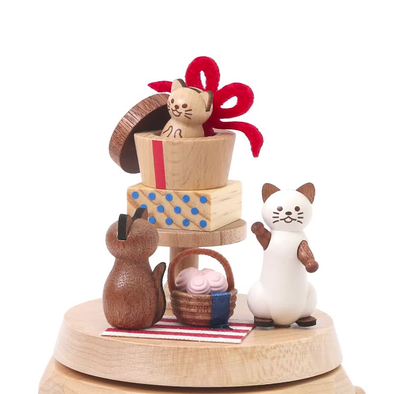 【Cat in Blessing Gift】Multi Rotate Music Box | Wooderful life - ของวางตกแต่ง - ไม้ หลากหลายสี