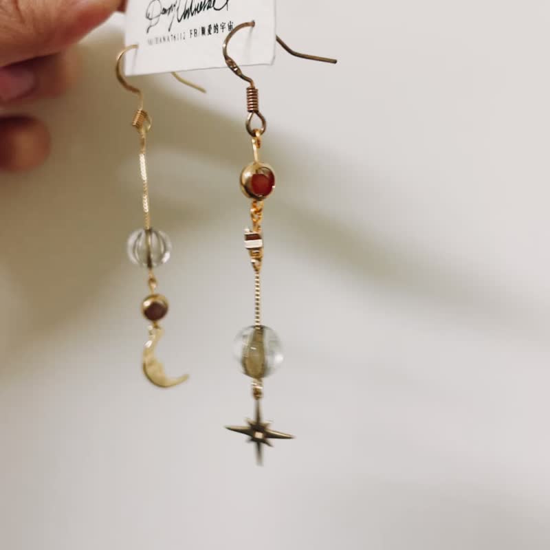 Sun Moon Stars Sun Stone Dangle Earrings - Earrings & Clip-ons - Semi-Precious Stones Gold