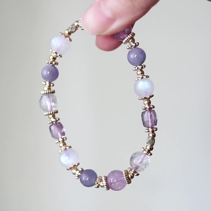 [Violet] Moonstone, Amethyst, Lavender, Amethyst , Stone, Acestelai/Noble - สร้อยข้อมือ - คริสตัล สีม่วง