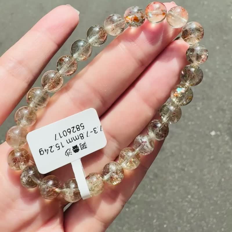 已售綠底阿魯沙水晶7.3-7.8mm15.24g花瓣赤鐵礦避邪擋災化解憂鬱 - 手鍊/手環 - 水晶 多色