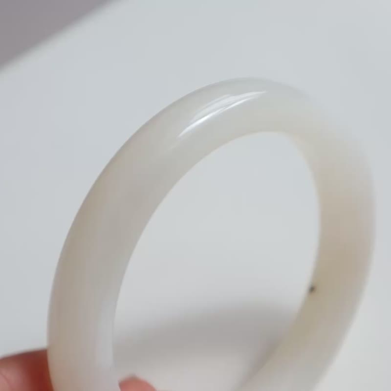 天然冰底藕粉和田玉手鐲手環冰底料脂份極好清新粉糯玉質溫潤54mm - 手鍊/手環 - 玉石 