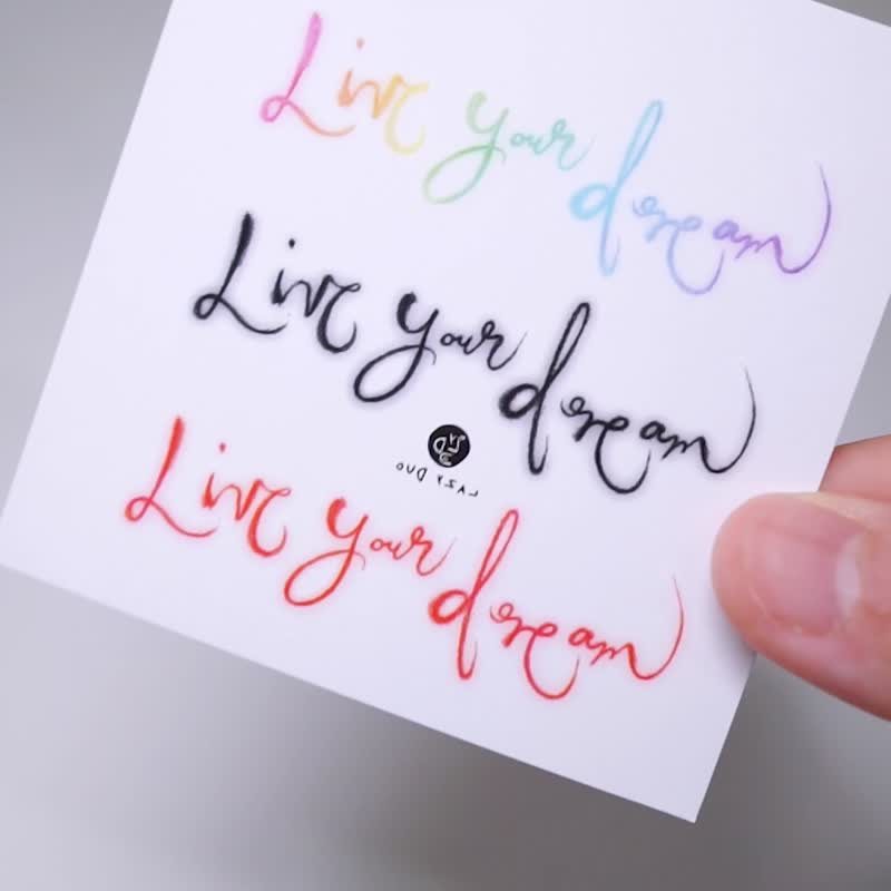 Live Your Dream Dreamer Motivate Word Rainbow Lettering Temporary Tattoo Sticker - สติ๊กเกอร์แทททู - กระดาษ หลากหลายสี