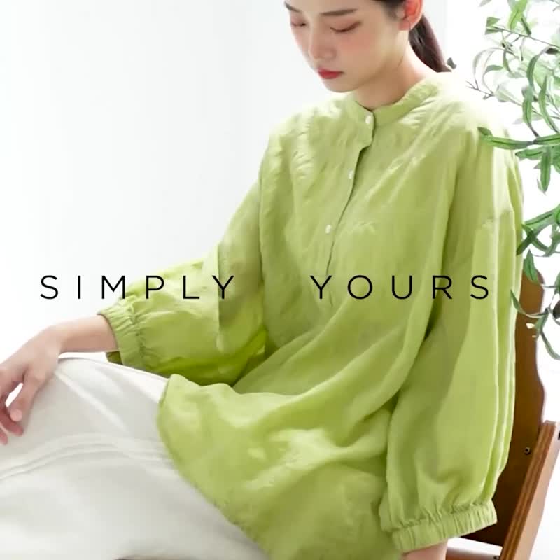 【Simply Yours】Jade plaid top green F - Women's Tops - Cotton & Hemp Green