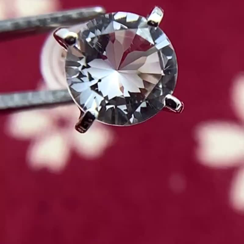 プラチナ 桜ピアス/水晶 片耳用/天然石 日本製/送料無料/SA1pe-pt - 耳環/耳夾/耳骨夾 - 貴金屬 銀色