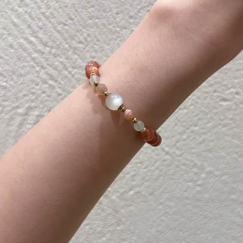 金太陽石月光石14K包金水晶手鍊 - 手鍊/手環 - 水晶 橘色